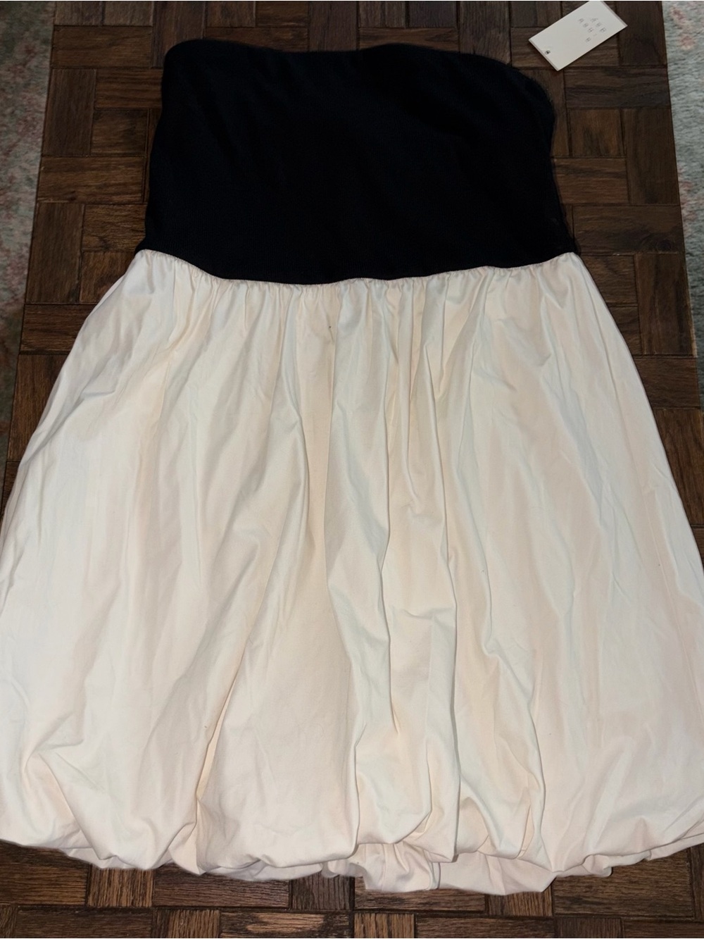 A new day black cream bubble dress strapless ribbed l new nwt